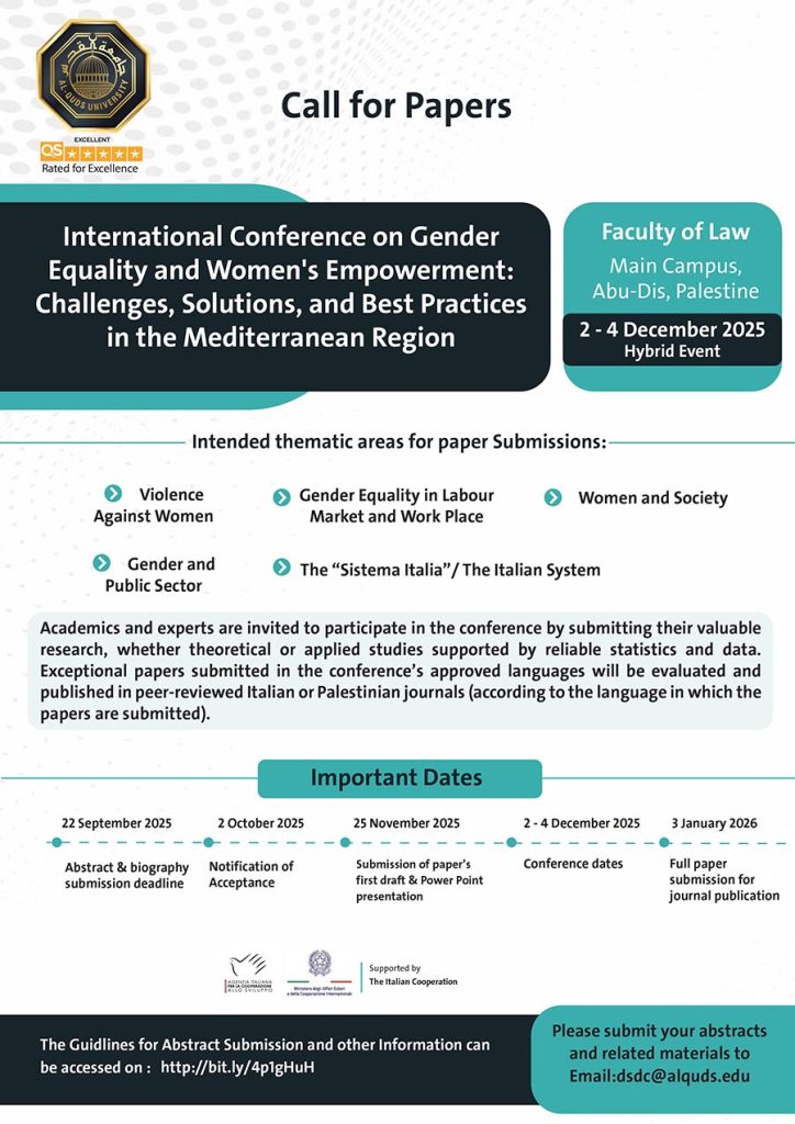 Faculty of Law at AQU Invites Research Paper Submissions for the International Conference on Gender Equality and Women’s Empowerment